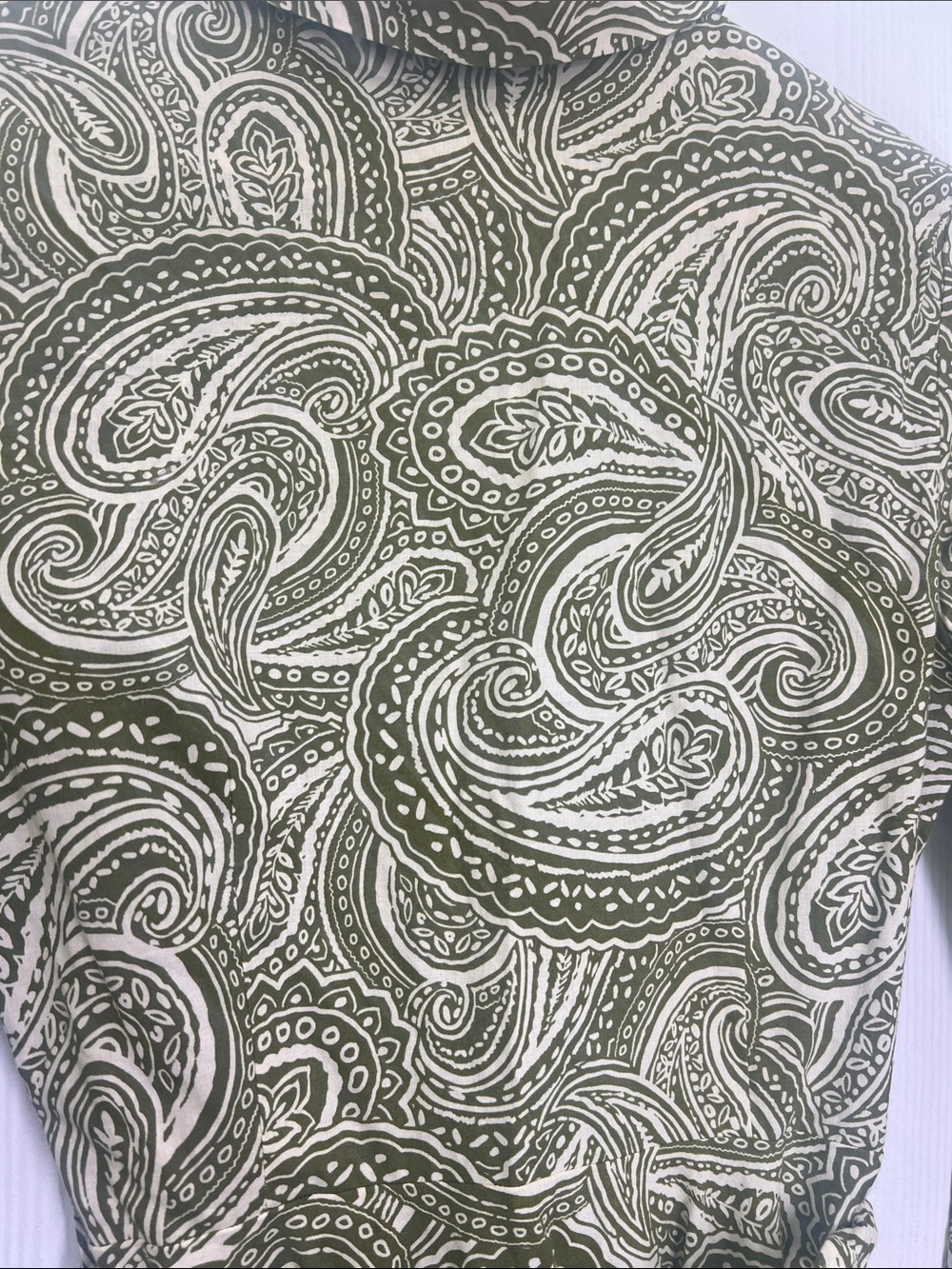 Zara - NWT Green And White Paisley Print Button Front Long Sleeve Mini Dress XS - Picture 11 of 11